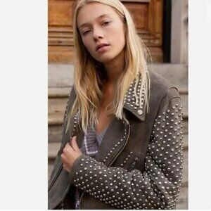 Free People Valentina Studded Moto Jacket L